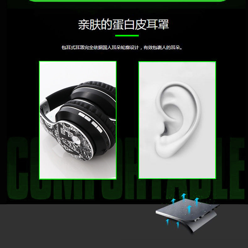 Headphones Wireless Bluetooth Headset Music Sports Heavy Bass Mobile Phone Card Headset