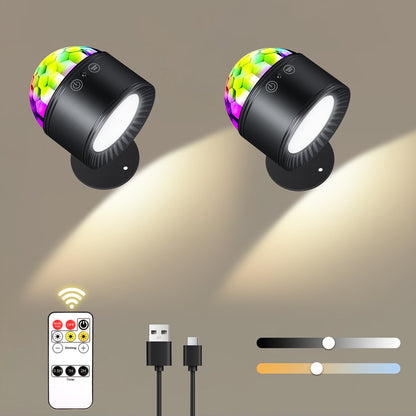 Creative Rechargeable Three-color Temperature Remote Control Wall Lamp