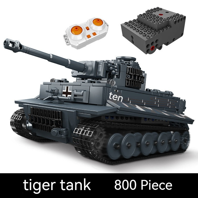 Tiger Tank Model Electric Remote Control Children's Puzzle DIY Assembled Building Block Toys