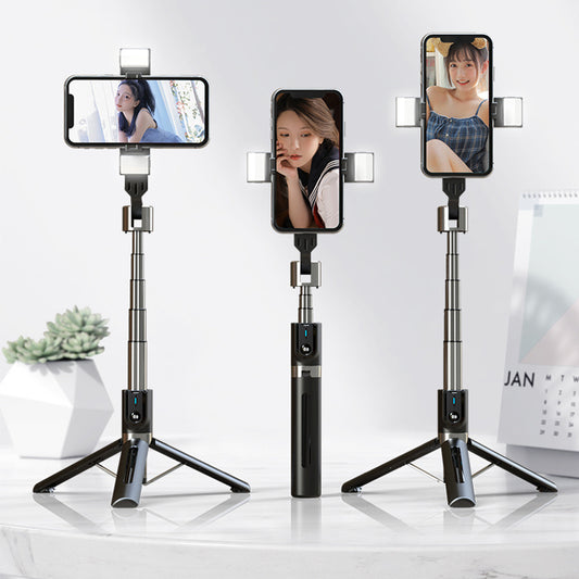 Bluetooth Selfie Stick Double Fill Light Desktop Live Broadcast