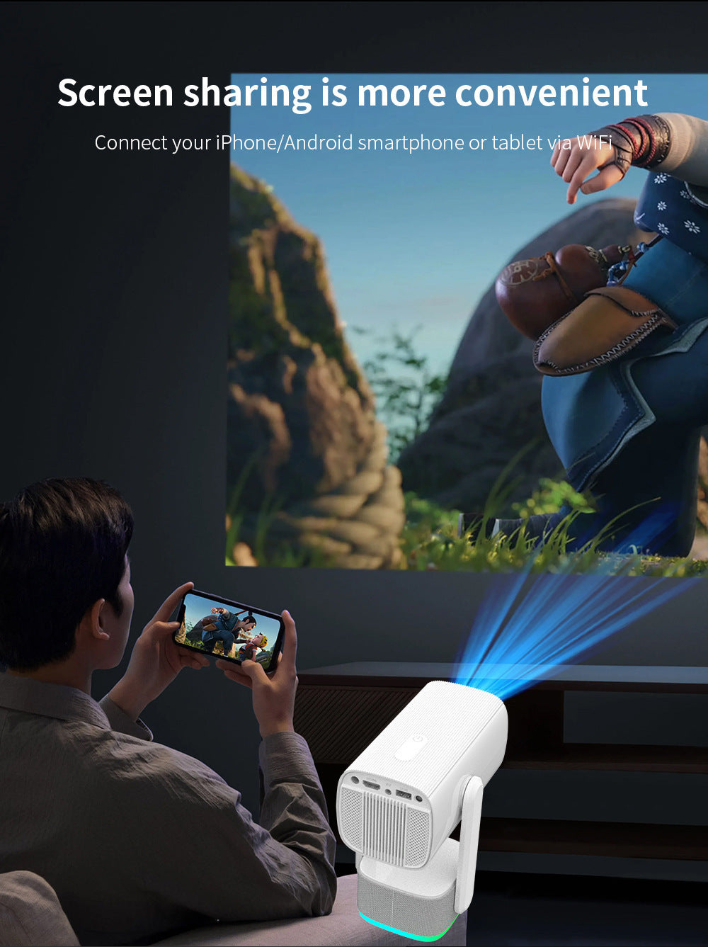 PTZ Projector 4K HD Bedroom And Household