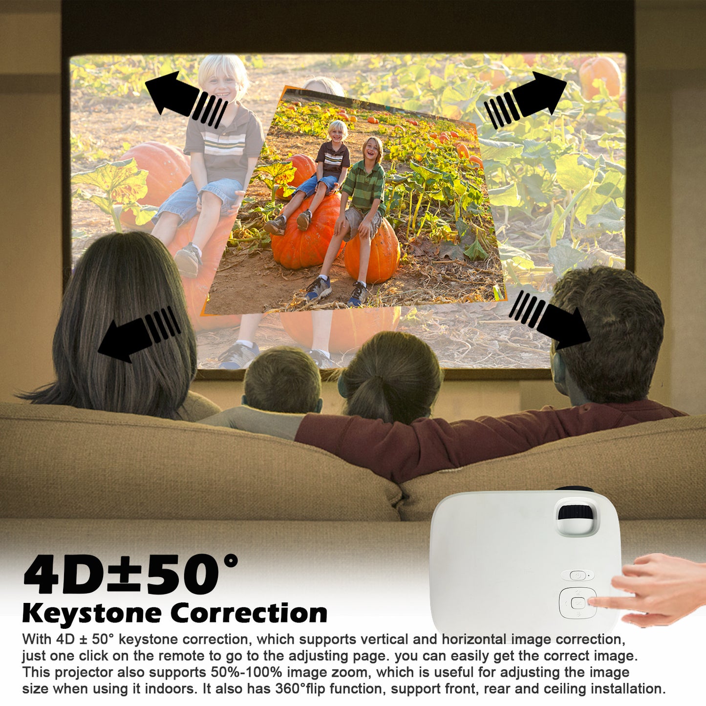 4K True 1080P High-definition Projector C55 White US