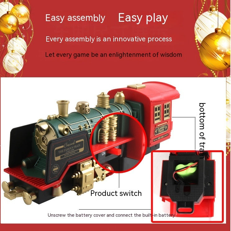 Remote Control Rail Car Smoke Music Light Christmas Charging Train Children's Toys