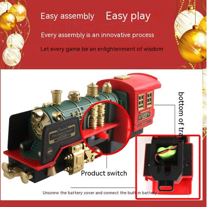 Remote Control Rail Car Smoke Music Light Christmas Charging Train Children's Toys