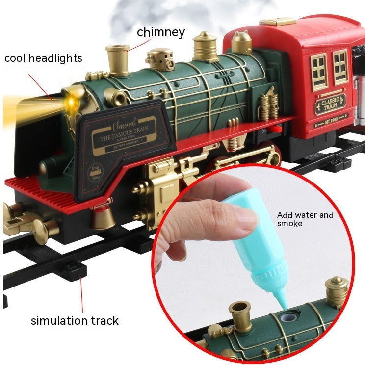 Remote Control Rail Car Smoke Music Light Christmas Charging Train Children's Toys