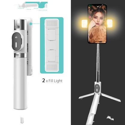 Compatible with Apple, Bluetooth Fill Light Selfie Stick Mobile Phone Integrated Tripod Selfie Stick