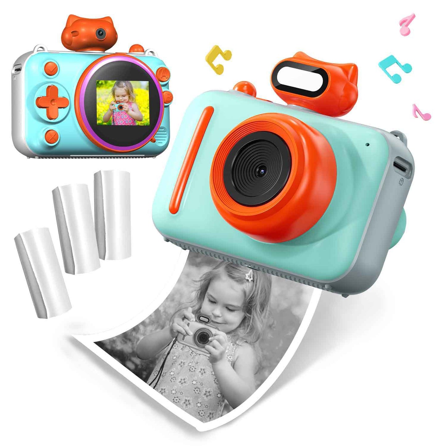 Photo Video HD 20-inch Screen Outdoor Game Colorful Cartoon Children Digital Printing Camera