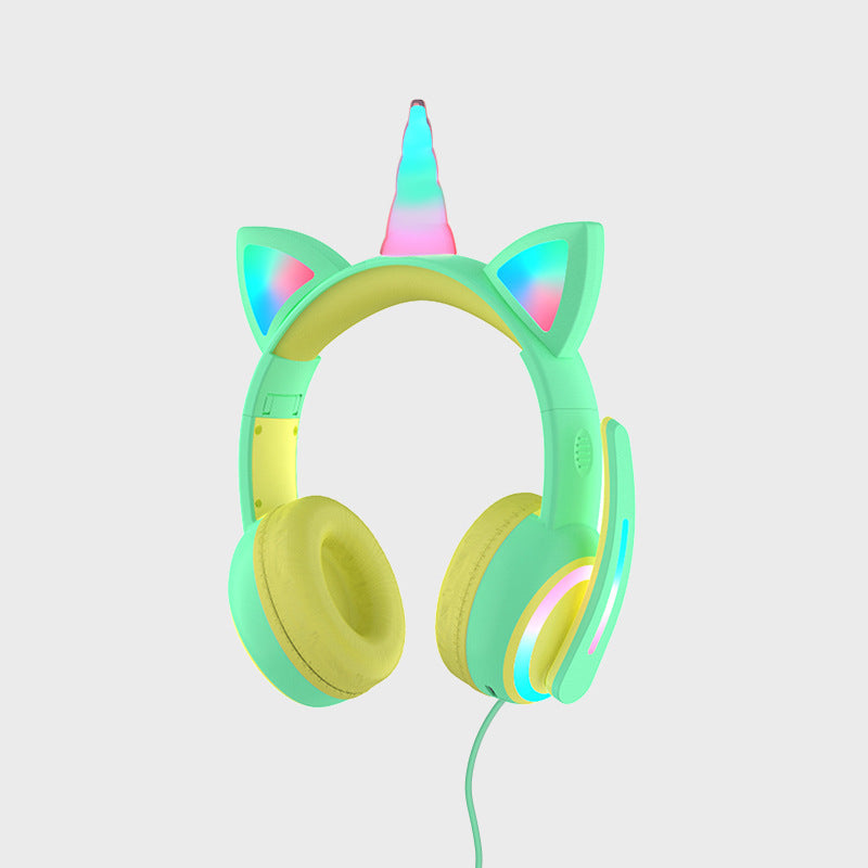 Glowing Bluetooth Headset Cat Ear Children's Headphones Crown Headset