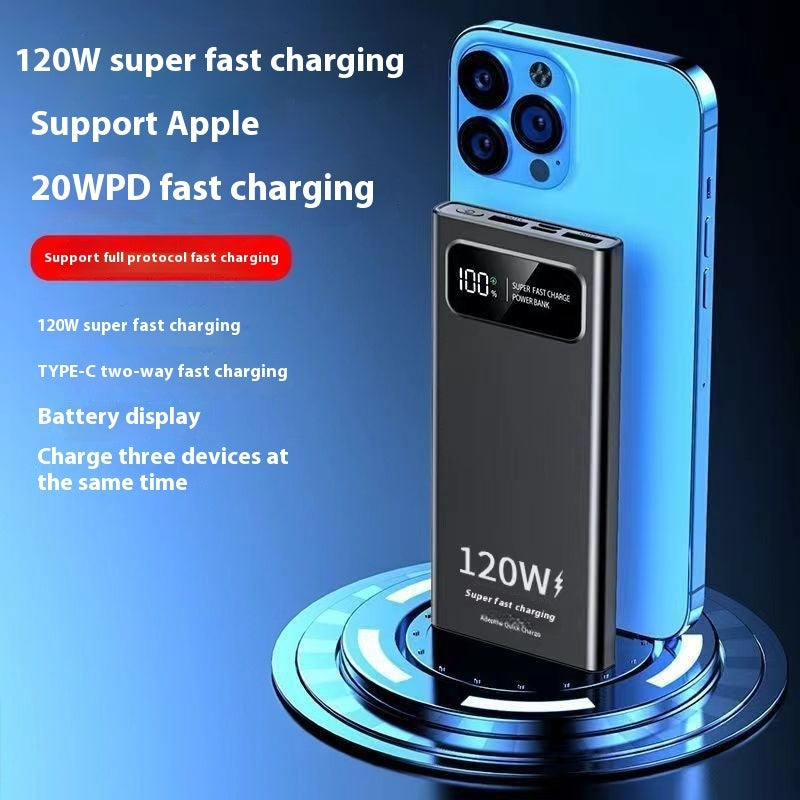 New 120W Power Bank 20000 MA Super Fast Charge Large Capacity Mobile Power Supply