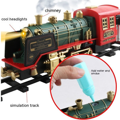 Remote Control Rail Car Smoke Music Light Christmas Charging Train Children's Toys