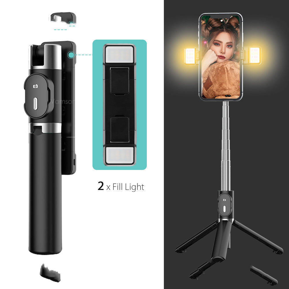 Compatible with Apple, Bluetooth Fill Light Selfie Stick Mobile Phone Integrated Tripod Selfie Stick